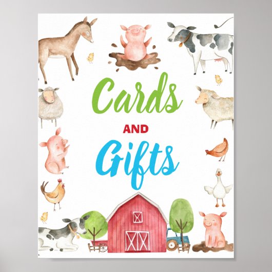 Cute Boerderij Barnyard Party Cards and Gifts Sign Poster (Voorkant)