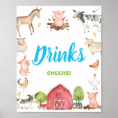 Cute Boerderij Barnyard Party Drink Cheers Tableto Poster (Voorkant)