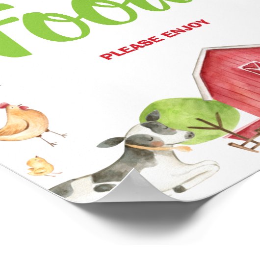 Cute Boerderij Barnyard Party Food Tabletop Sign Poster