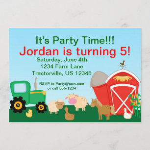 Cute Boerderij Birthday Party Invitation Kaart