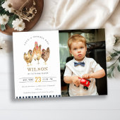 Cute Boerderij Chicken Waterverf Photo Birthday In Bedankkaart