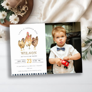 Cute Boerderij Chicken Waterverf Photo Birthday In Bedankkaart