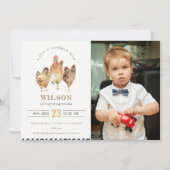 Cute Boerderij Chicken Waterverf Photo Birthday In Bedankkaart (Voorkant)