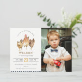 Cute Boerderij Chicken Waterverf Photo Birthday In Bedankkaart (Staand voorkant)