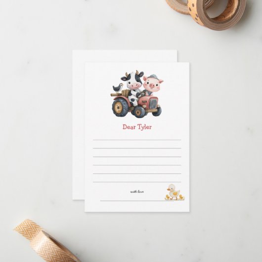 Cute Boerderij Dieren Verjaardag Tijdscapsule  Notitiekaartje (Voorkant / Achterkant in situ)