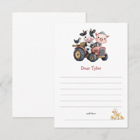 Cute Boerderij Dieren Verjaardag Tijdscapsule  Notitiekaartje (Voorkant / Achterkant)