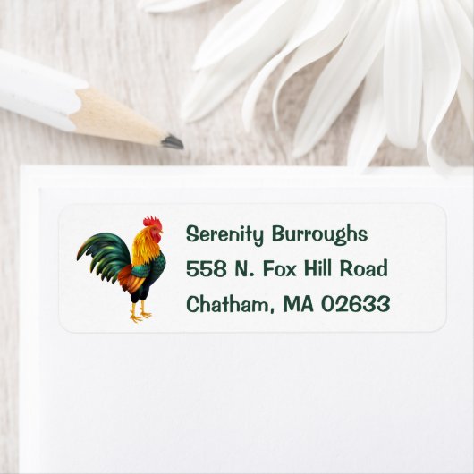 Cute Boerderij Farmer Chicken Country Life Rooster Etiket (Insitu)