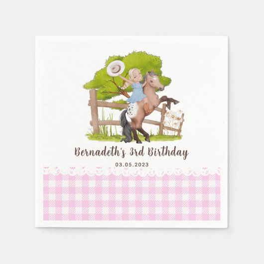 Cute Boerderij Girl Birthday I Baby shower Party N Servet (Voorkant)