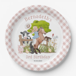 Cute Boerderij Girl Birthday I Baby shower Party Papieren Bordje