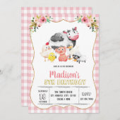 Cute boerderij girl party kaart (Voorkant / Achterkant)