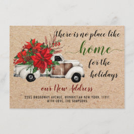 Cute Boerderij Kerstmis Truck Poinsettia Moving Aankondiging