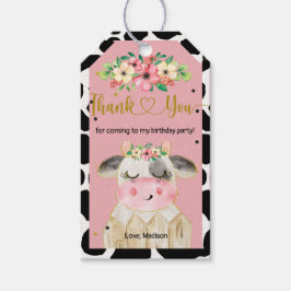 Cute Boerderij Koe Floral Gift Label Cadeaulabel