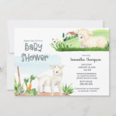 Cute Boerderij Lamb Green Boys Baby shower Invitat Kaart (Voorkant)