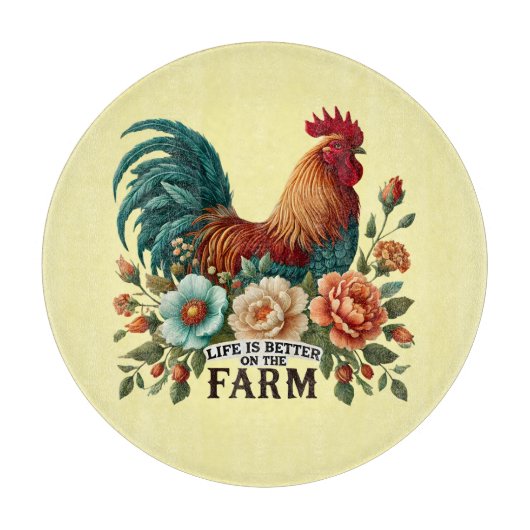Cute boerderij leven haan snijplank (Voorkant)