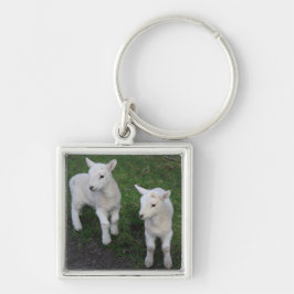 Cute Boerderij Ranch Baby Twins Sheep Lamb Sleutelhanger