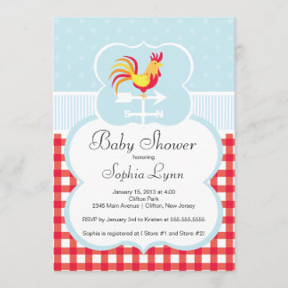 Cute Boerderij Roaster Baby shower Invitation Kaart