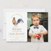 Cute Boerderij Rooster Waterverf Birthday Invite Bedankkaart (Voorkant)