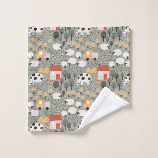 Cute Boerderij Scene Pattern Bad Handdoek (Wasdoekje)