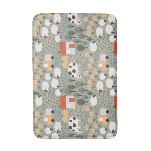 Cute Boerderij Scene Pattern Badmat (Voorkant Verticaal)