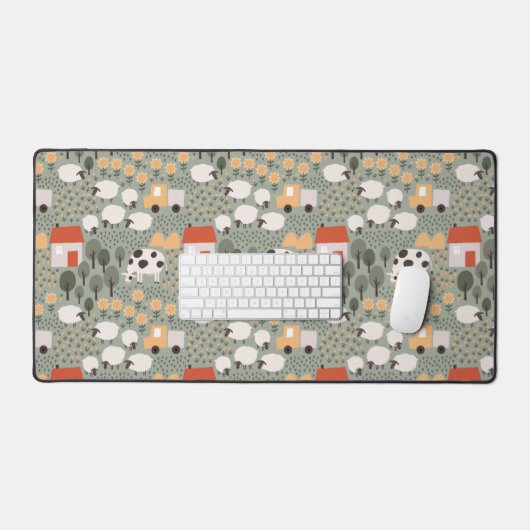 Cute Boerderij Scene Pattern Bureaumat (Keyboard & Muis)
