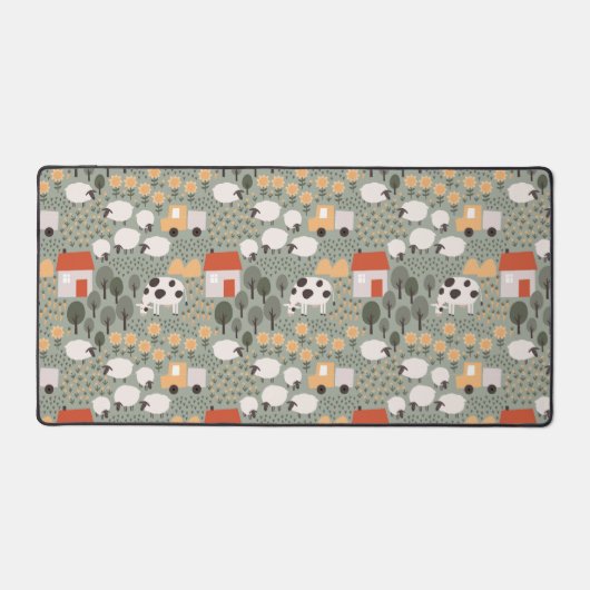 Cute Boerderij Scene Pattern Bureaumat (Voorkant)