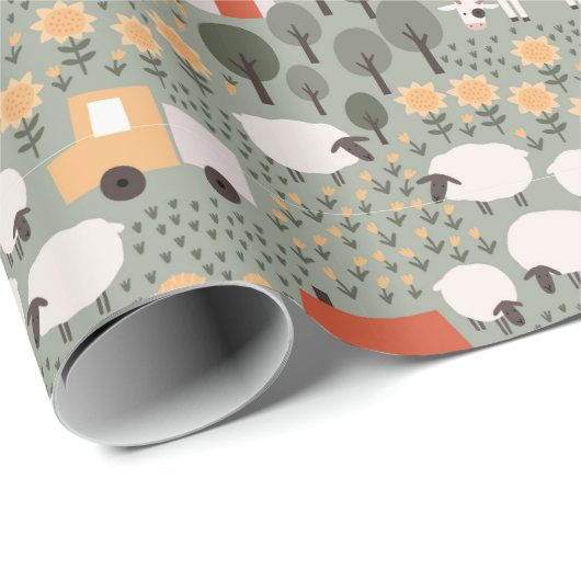 Cute Boerderij Scene Pattern Cadeaupapier (Rol Hoek)