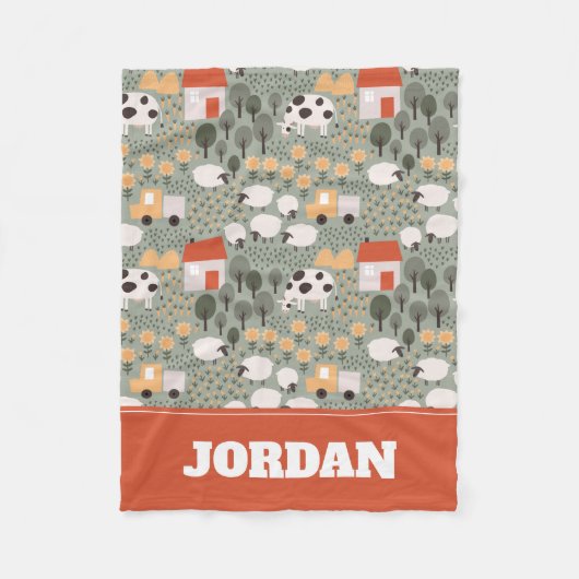 Cute Boerderij Scene Pattern Fleece Deken (Voorkant)
