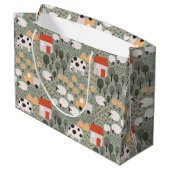Cute Boerderij Scene Pattern Groot Cadeauzakje (Achterkant Gekanteld)
