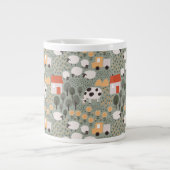 Cute Boerderij Scene Pattern Grote Koffiekop (Voorkant)