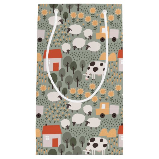 Cute Boerderij Scene Pattern Klein Cadeauzakje (Voorkant)