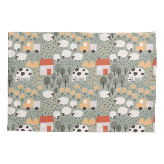 Cute Boerderij Scene Pattern Kussensloop (Achterkant)