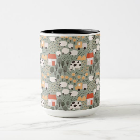 Cute Boerderij Scene Pattern Mok (Midden)