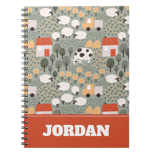 Cute Boerderij Scene Pattern Notitieboek (Voorkant)
