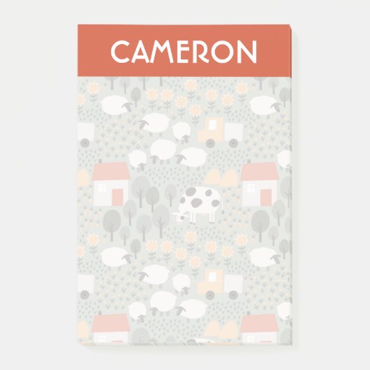Cute Boerderij Scene Pattern Post-it® Notes (Voorkant)