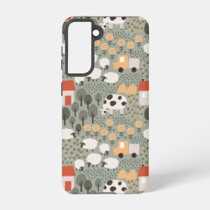 Cute Boerderij Scene Pattern Samsung Galaxy Hoesje