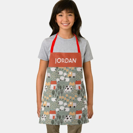 Cute Boerderij Scene Pattern Schort (Insitu)