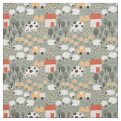 Cute Boerderij Scene Pattern Stof (Swatch)