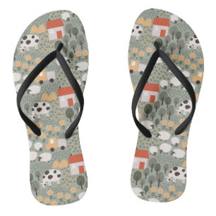 Cute Boerderij Scene Pattern Teenslippers