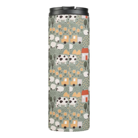 Cute Boerderij Scene Pattern Thermosbeker (Achterkant)