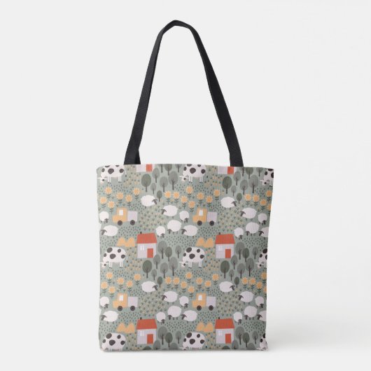 Cute Boerderij Scene Pattern Tote Bag (Achterkant)