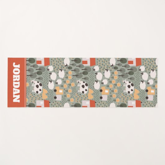 Cute Boerderij Scene Pattern Yogamat (Voorkant (horizontaal))