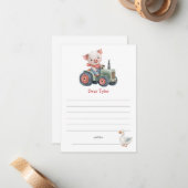 Cute boerderij varken tractor verjaardag tijdcapsu notitiekaartje (Voorkant / Achterkant in situ)