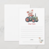Cute boerderij varken tractor verjaardag tijdcapsu notitiekaartje (Voorkant / Achterkant)
