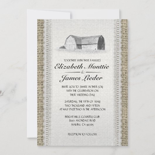 Cute Boerderij Wedding Invitations Kaart (Voorkant)