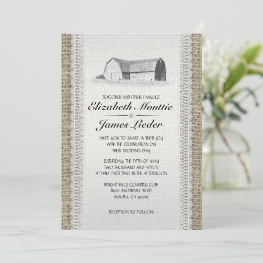 Cute Boerderij Wedding Invitations Kaart (Staand voorkant)