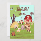 Cute boerderijdier kinder barnyard verjaardag kaart (Voorkant)