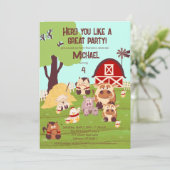 Cute boerderijdier kinder barnyard verjaardag kaart (Staand voorkant)