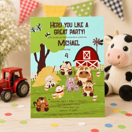 Cute boerderijdier kinder barnyard verjaardag kaart