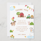 Cute boerderijdieren Tractor schuur verjaardag Bed Bedankkaart (Voorkant)