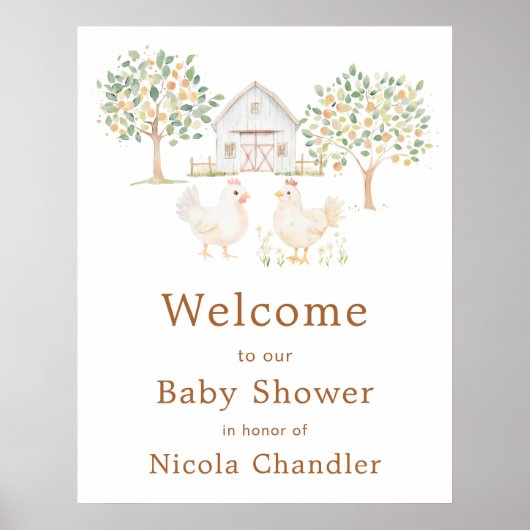 Cute boerderijschuur babyshower welkom poster (Voorkant)